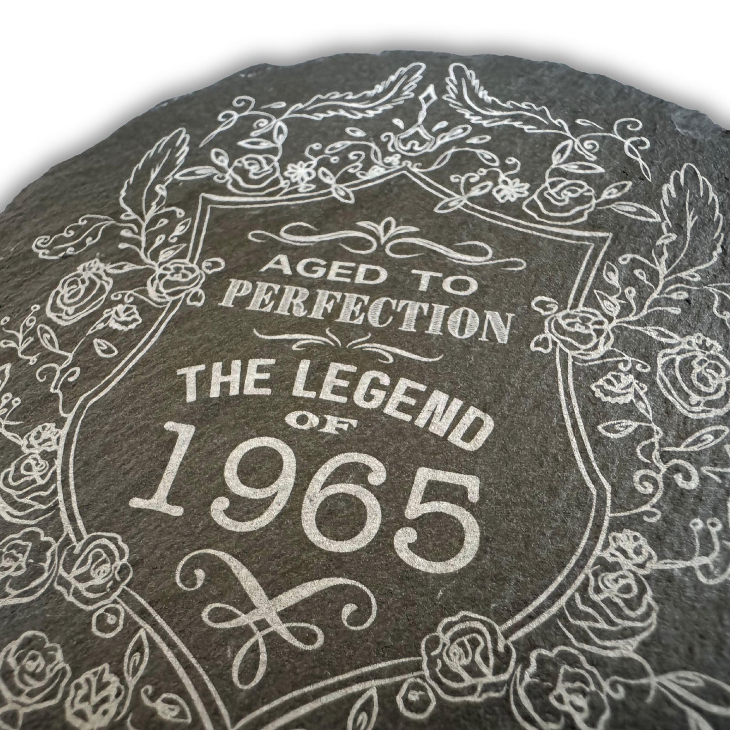 Birthday Gift for Men & Women - Vintage Year Engraved Slate Coaster - Perfect Birthday Coaster for Him or Her, Personalised Aged to Perfection