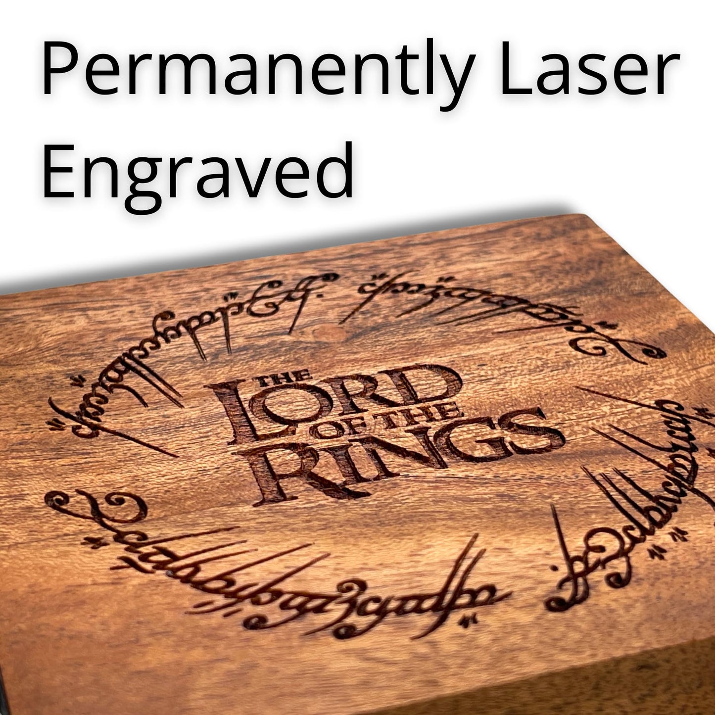 Lord of the Rings Wooden Coaster | Laser Engraved One Ring Inscription | Middle-earth Gift | Home Decor