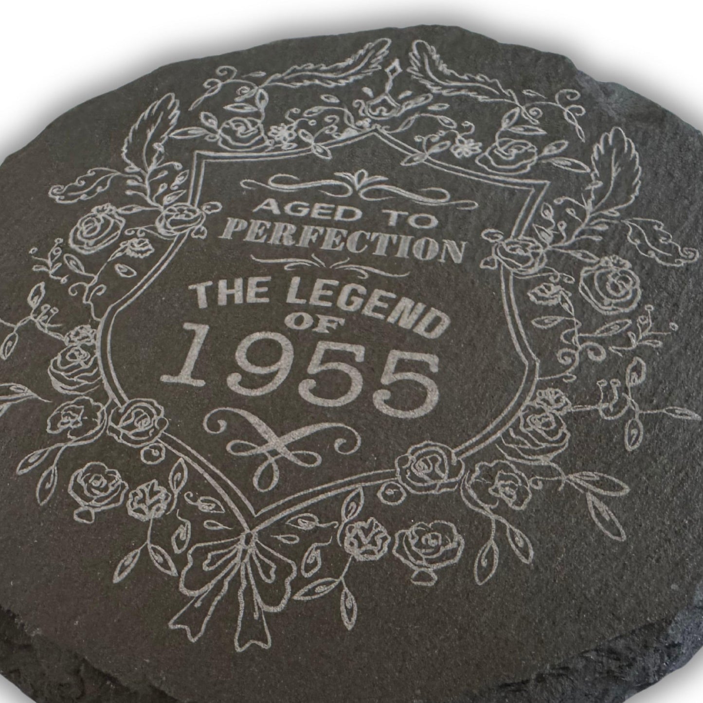 Birthday Gift for Men & Women - Vintage Year Engraved Slate Coaster - Perfect Birthday Coaster for Him or Her, Personalised Aged to Perfection