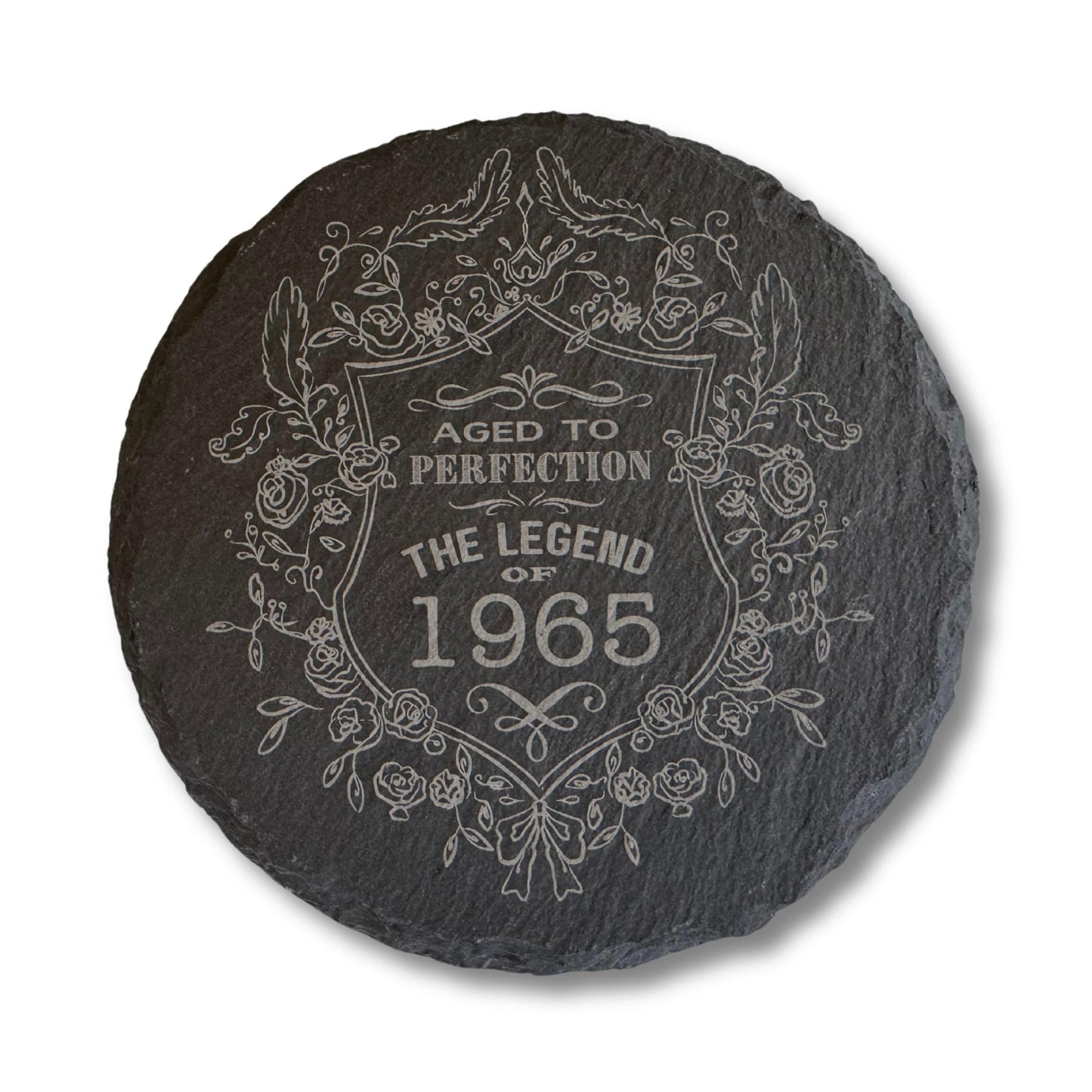 Birthday Gift for Men & Women - Vintage Year Engraved Slate Coaster - Perfect Birthday Coaster for Him or Her, Personalised Aged to Perfection