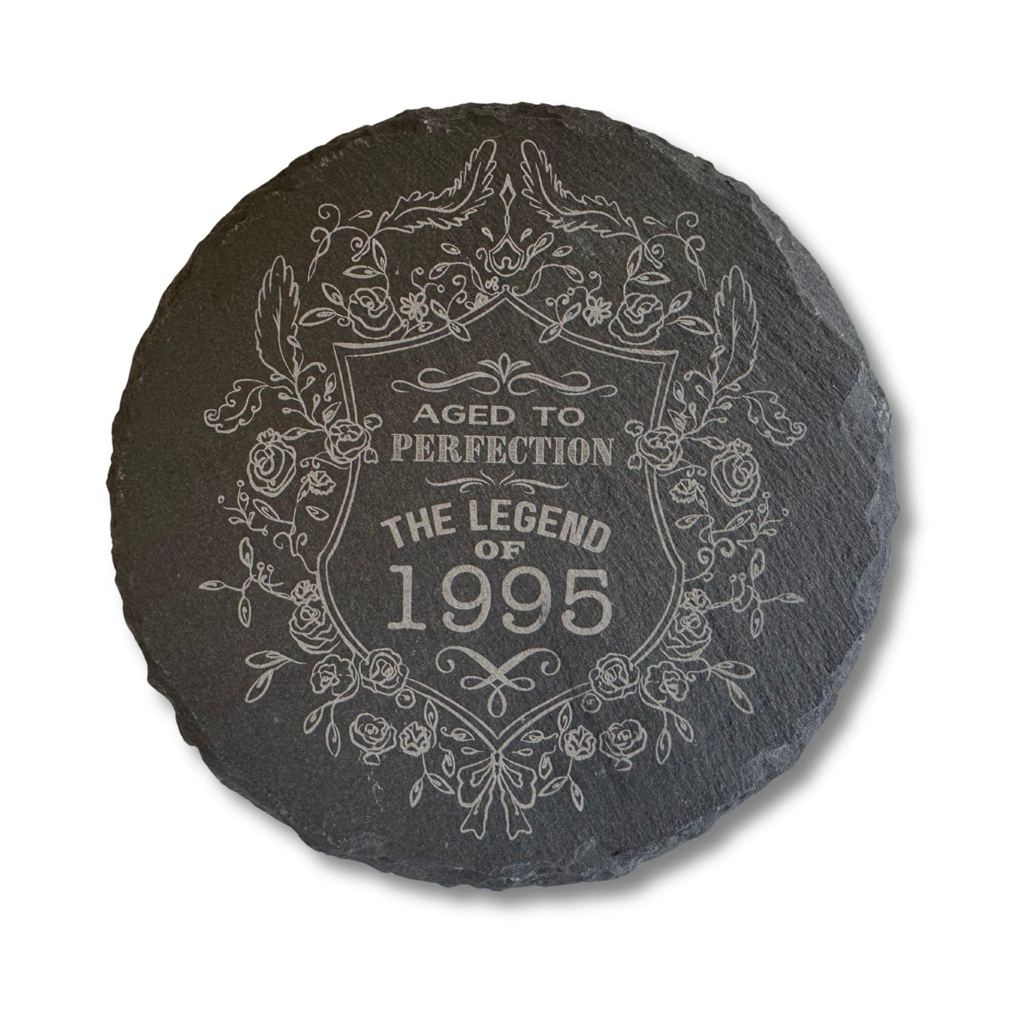 Birthday Gift for Men & Women - Vintage Year Engraved Slate Coaster - Perfect Birthday Coaster for Him or Her, Personalised Aged to Perfection