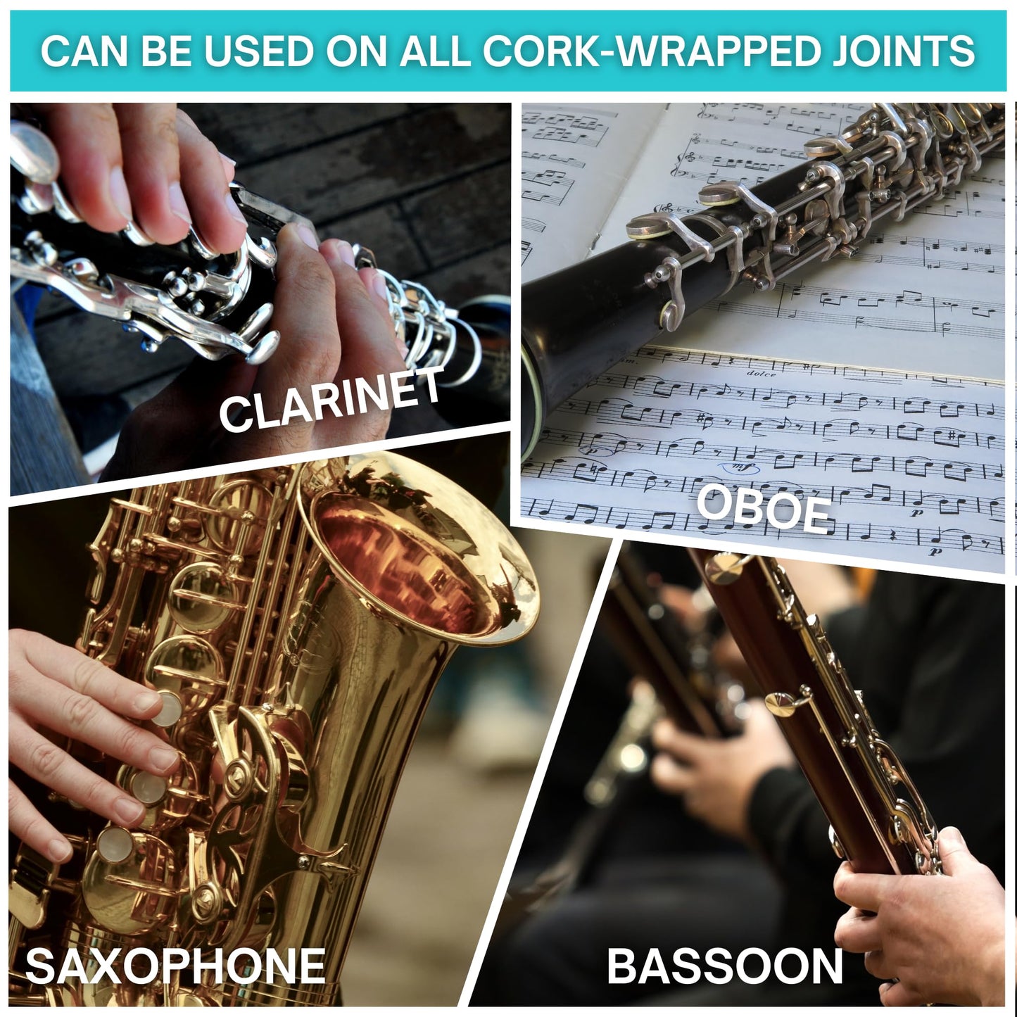 Miss Abi’s Cork Grease for Woodwind Instruments - Traditional Instrument Wax for Saxophone, Clarinet, Flute, Oboe, Bassoon and more