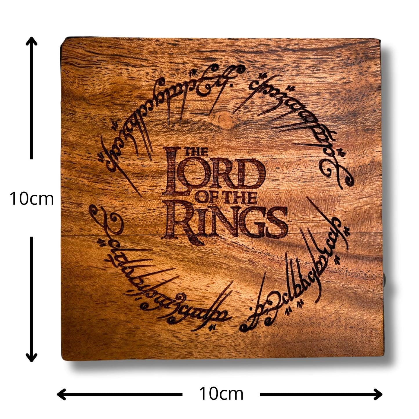Lord of the Rings Wooden Coaster | Laser Engraved One Ring Inscription | Middle-earth Gift | Home Decor