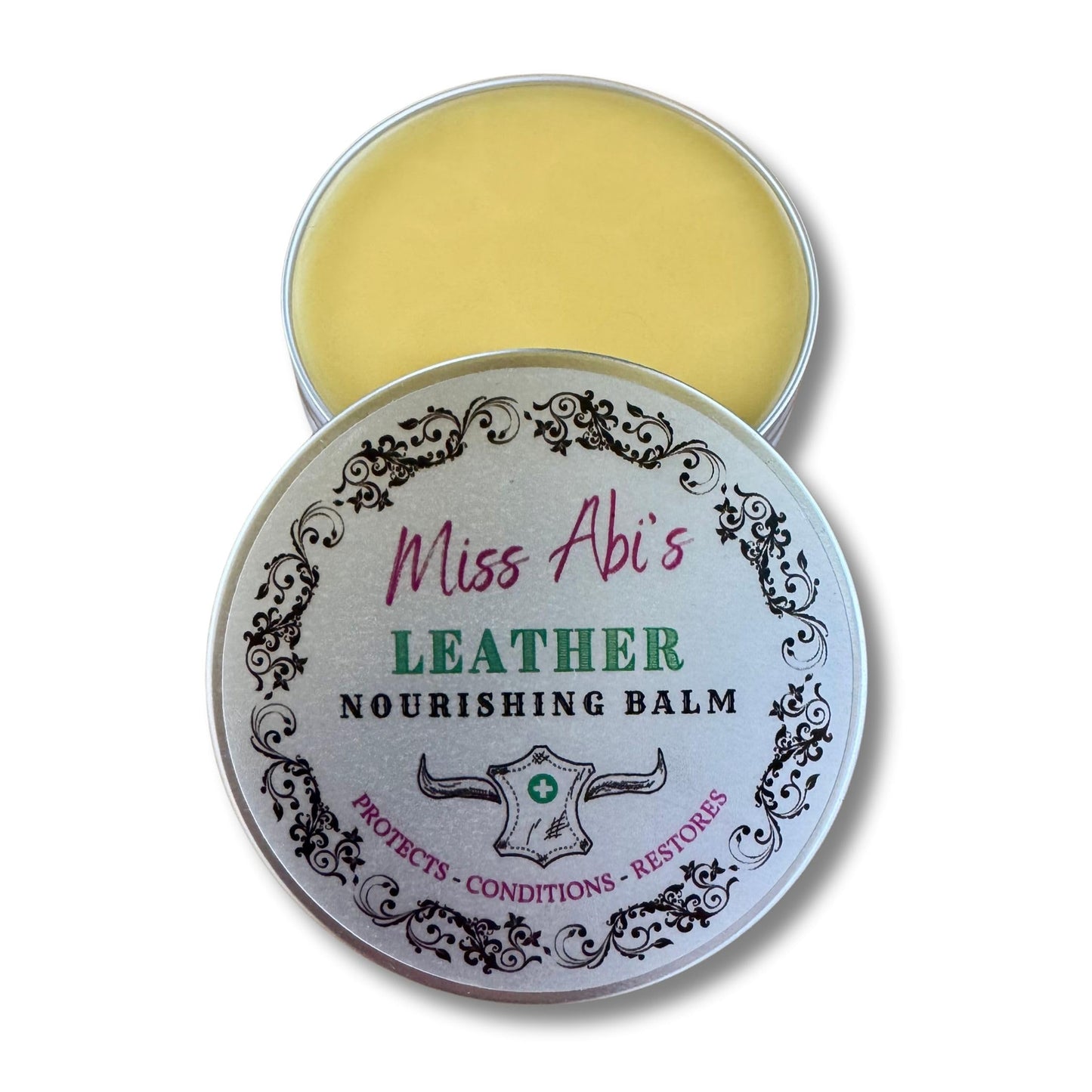 Miss Abi's Leather Nourishing Balm, Cleans, Seals & Protects - 100% Natural Leather Conditioner - Beeswax Leather Conditioner, Beeswax for Leather
