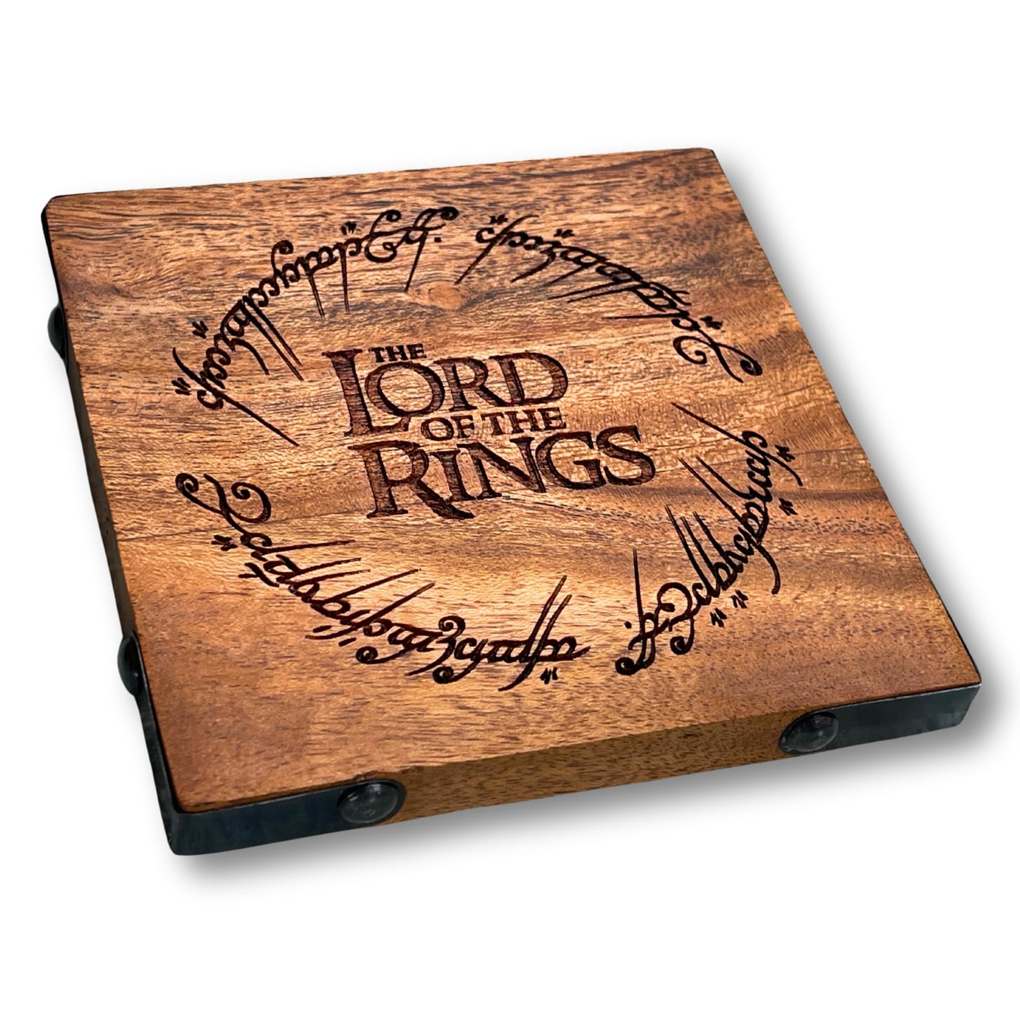Lord of the Rings Wooden Coaster | Laser Engraved One Ring Inscription | Middle-earth Gift | Home Decor