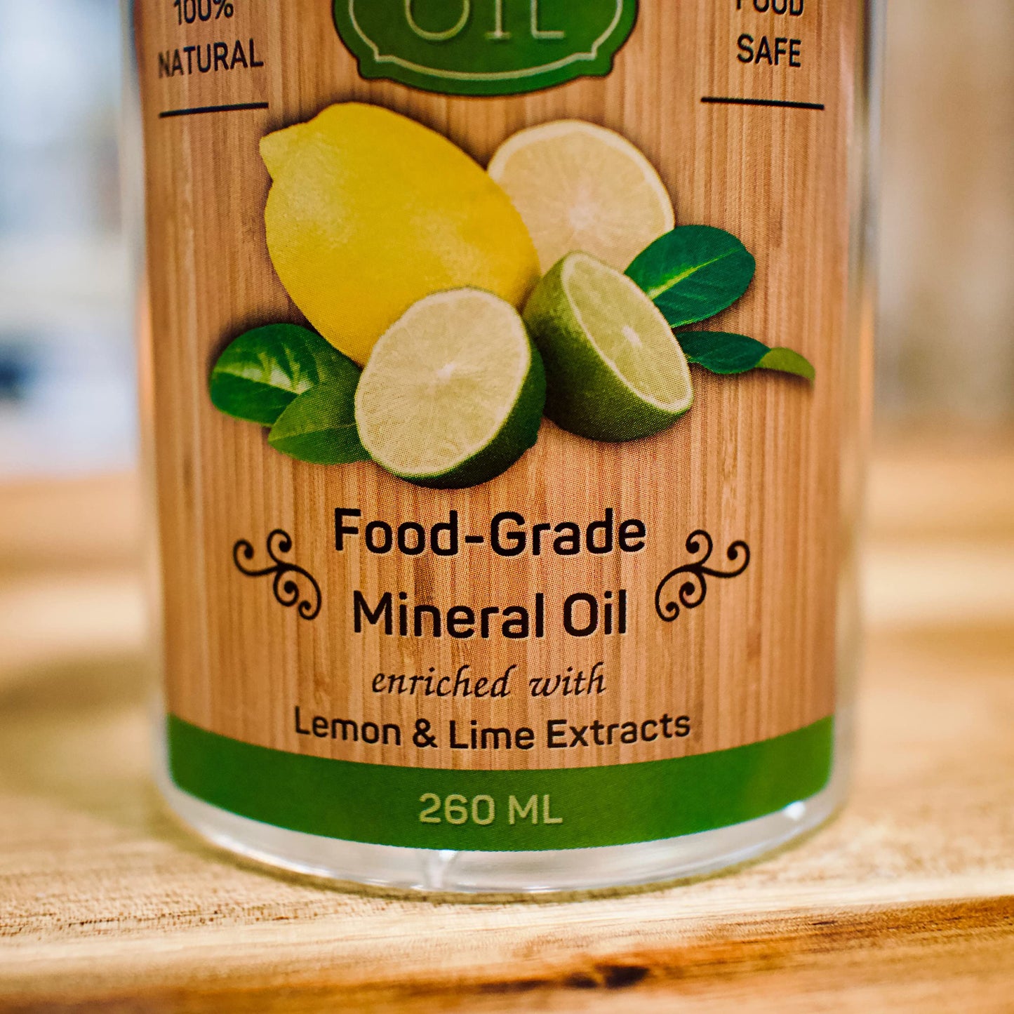Chopping Board Oil (260ml) - Enriched with Lemon & Lime Oils - Food Grade Mineral Oil - Chopping Block Oil & Conditioner