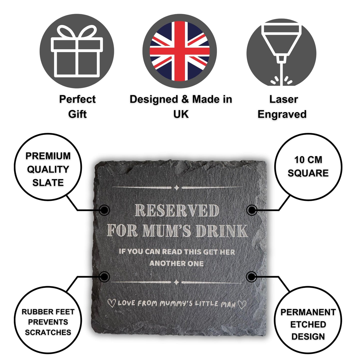 Mum Coaster - Reserved For Mum’s Drink, If You Can Read This Get Her Another One - Perfect Mum Coaster Gift, Coaster for Mum
