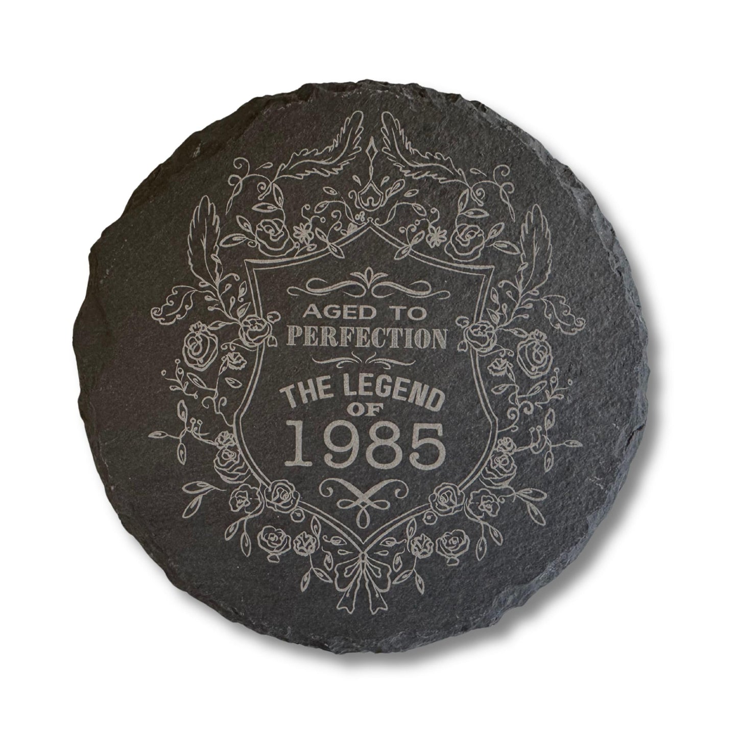 Birthday Gift for Men & Women - Vintage Year Engraved Slate Coaster - Perfect Birthday Coaster for Him or Her, Personalised Aged to Perfection
