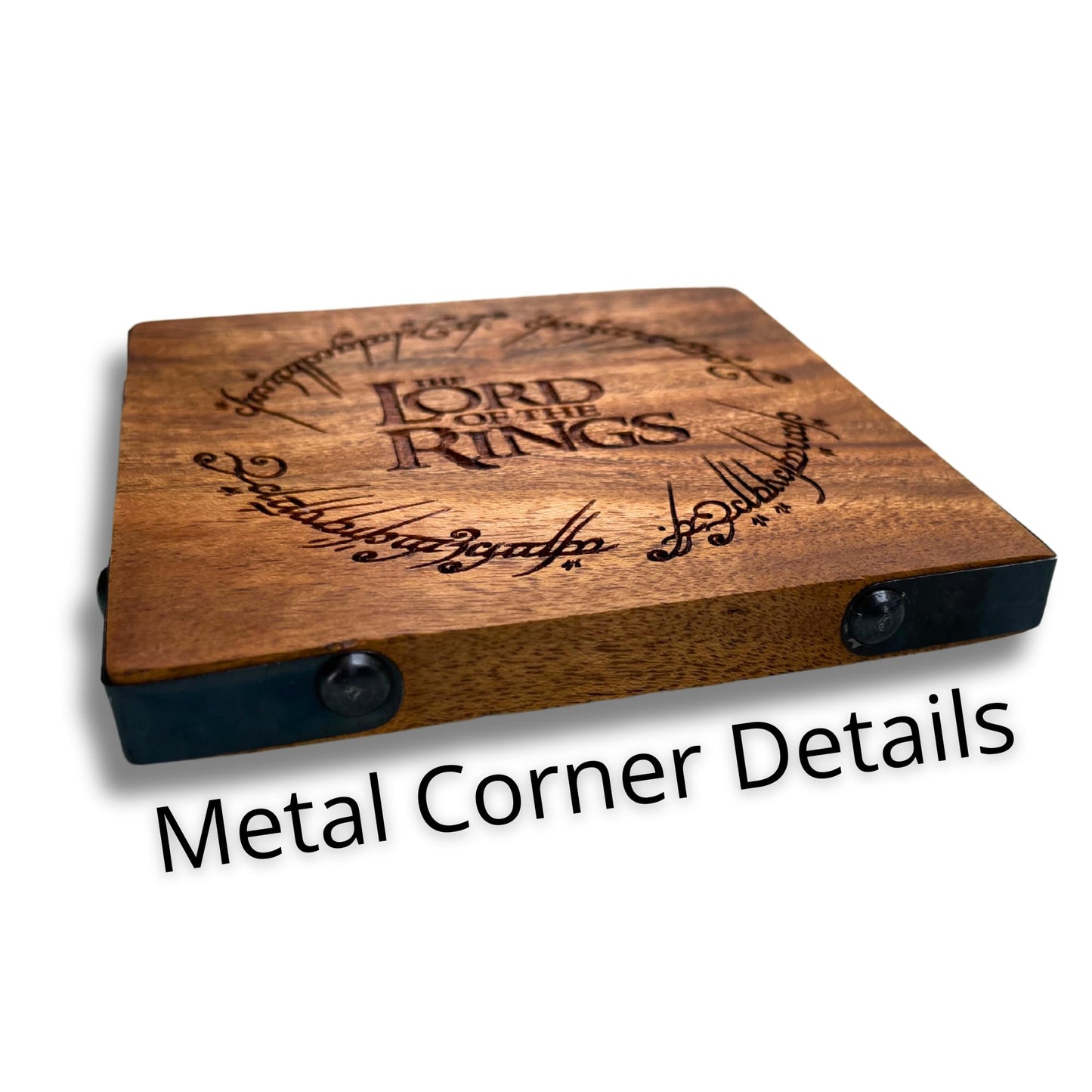 Lord of the Rings Wooden Coaster | Laser Engraved One Ring Inscription | Middle-earth Gift | Home Decor