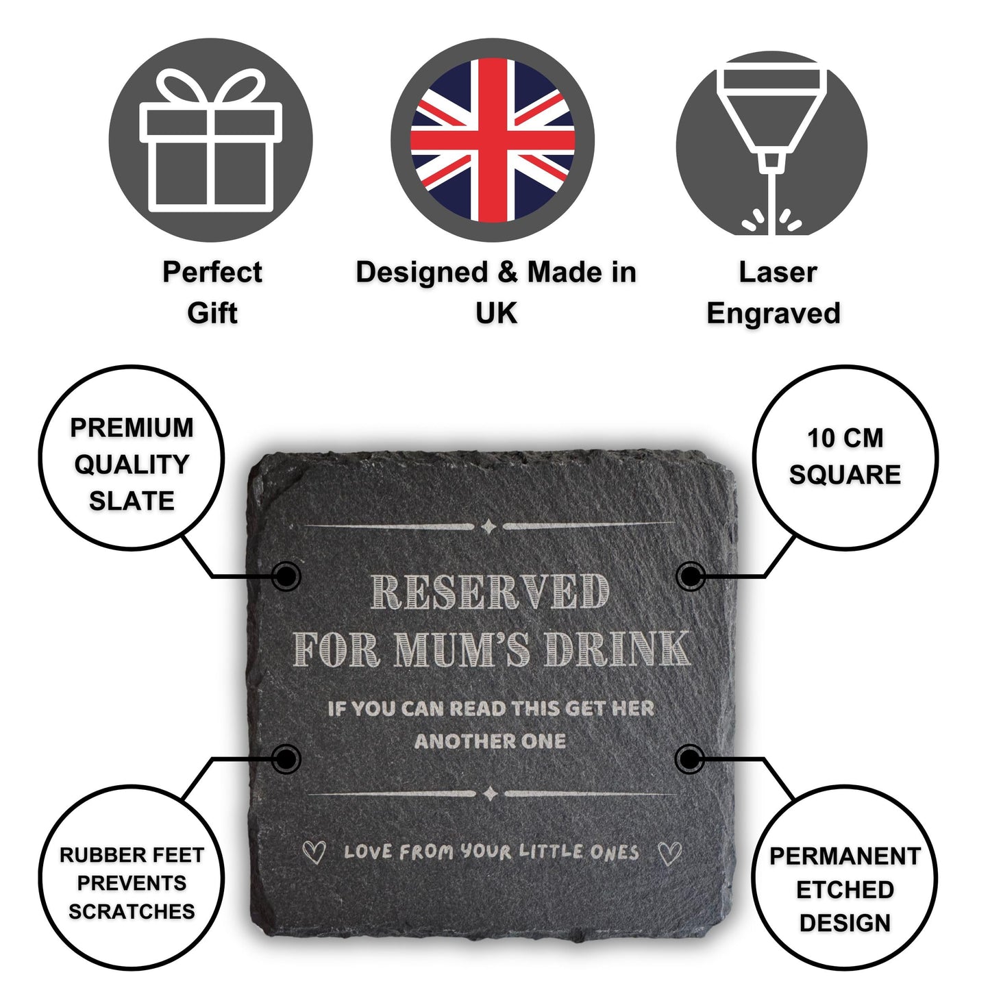 Mum Coaster - Reserved For Mum’s Drink, If You Can Read This Get Her Another One - Perfect Mum Coaster Gift, Coaster for Mum