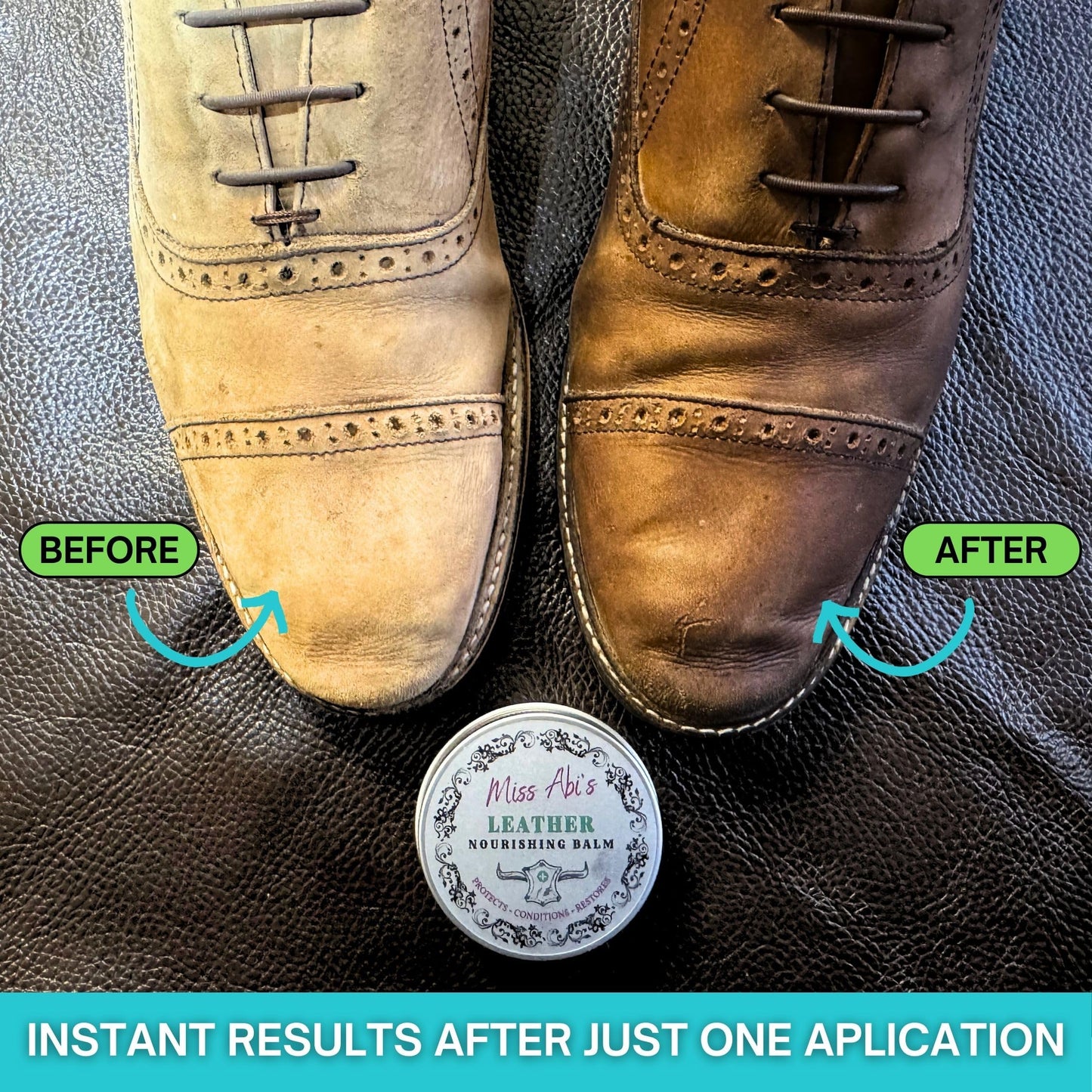 Miss Abi's Leather Nourishing Balm, Cleans, Seals & Protects - 100% Natural Leather Conditioner - Beeswax Leather Conditioner, Beeswax for Leather