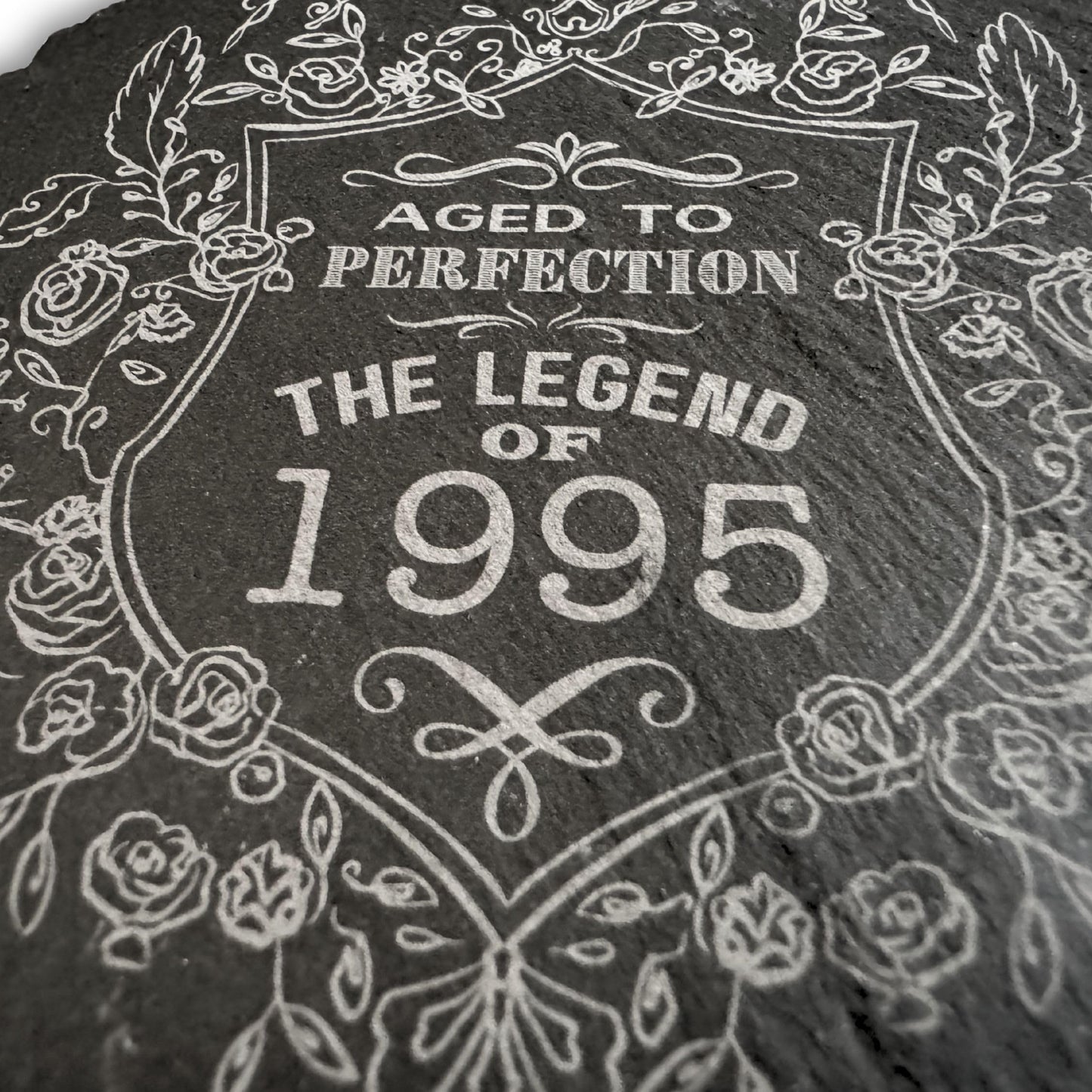 Birthday Gift for Men & Women - Vintage Year Engraved Slate Coaster - Perfect Birthday Coaster for Him or Her, Personalised Aged to Perfection
