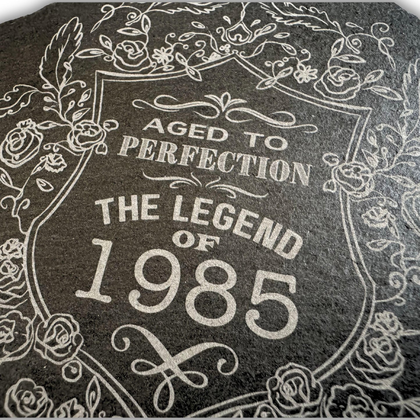 Birthday Gift for Men & Women - Vintage Year Engraved Slate Coaster - Perfect Birthday Coaster for Him or Her, Personalised Aged to Perfection