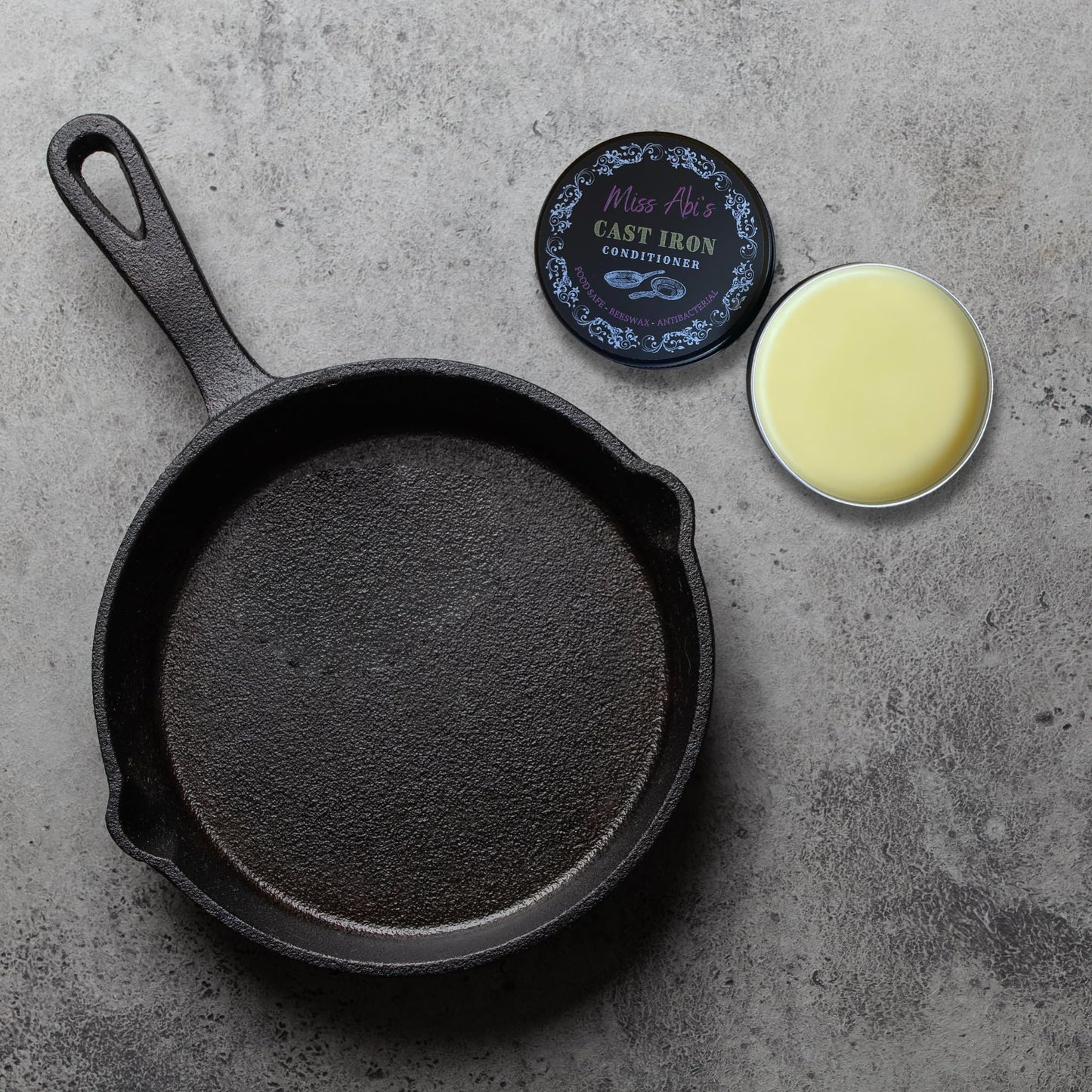 Miss Abi's Cast Iron Conditioner: 100% Natural | Seasoning & Protection for Cast Iron & Carbon Steel | Cast Iron Restorer