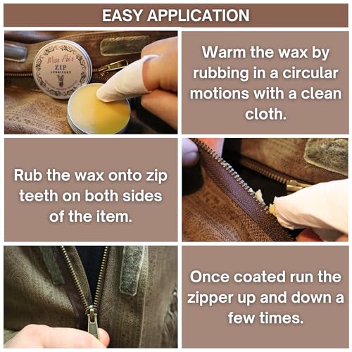 Miss Abi’s Zipper Wax - Zip Lubricant for clothes, bags and boots, snap lube for boats, zipper lube