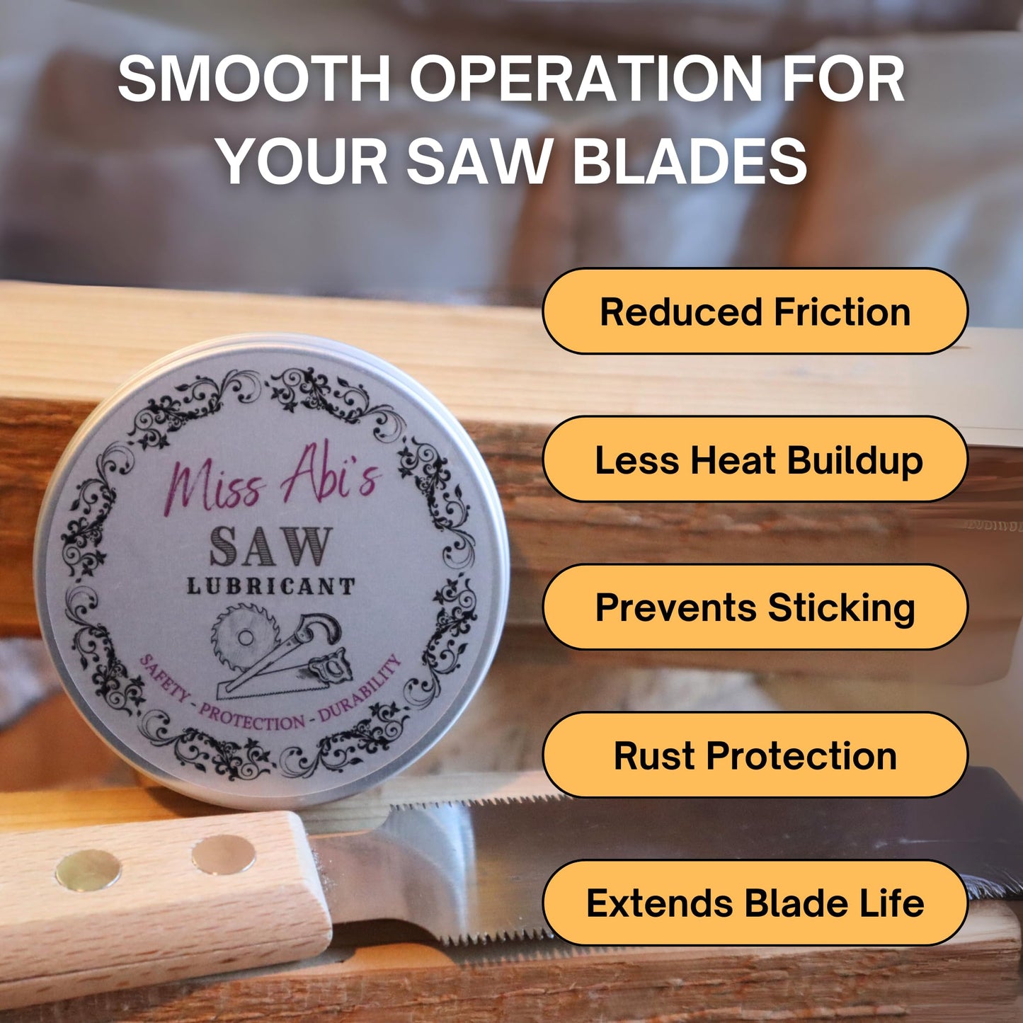 Saw blade lubricant; Wood saw lubricant; Table saw lubricant; Saw wax; Paste wax for table saw; Table saw wax