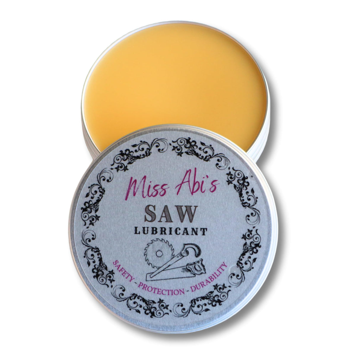 Miss Abi's blade lubricant; Wood saw lubricant, Saw wax, Paste wax for table saw.
