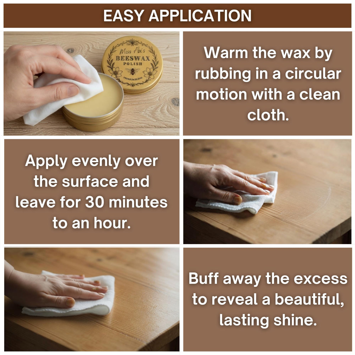 Beeswax Polish for Wood by Miss Abi’s - Premium 100% Natural Wood Wax - UK
