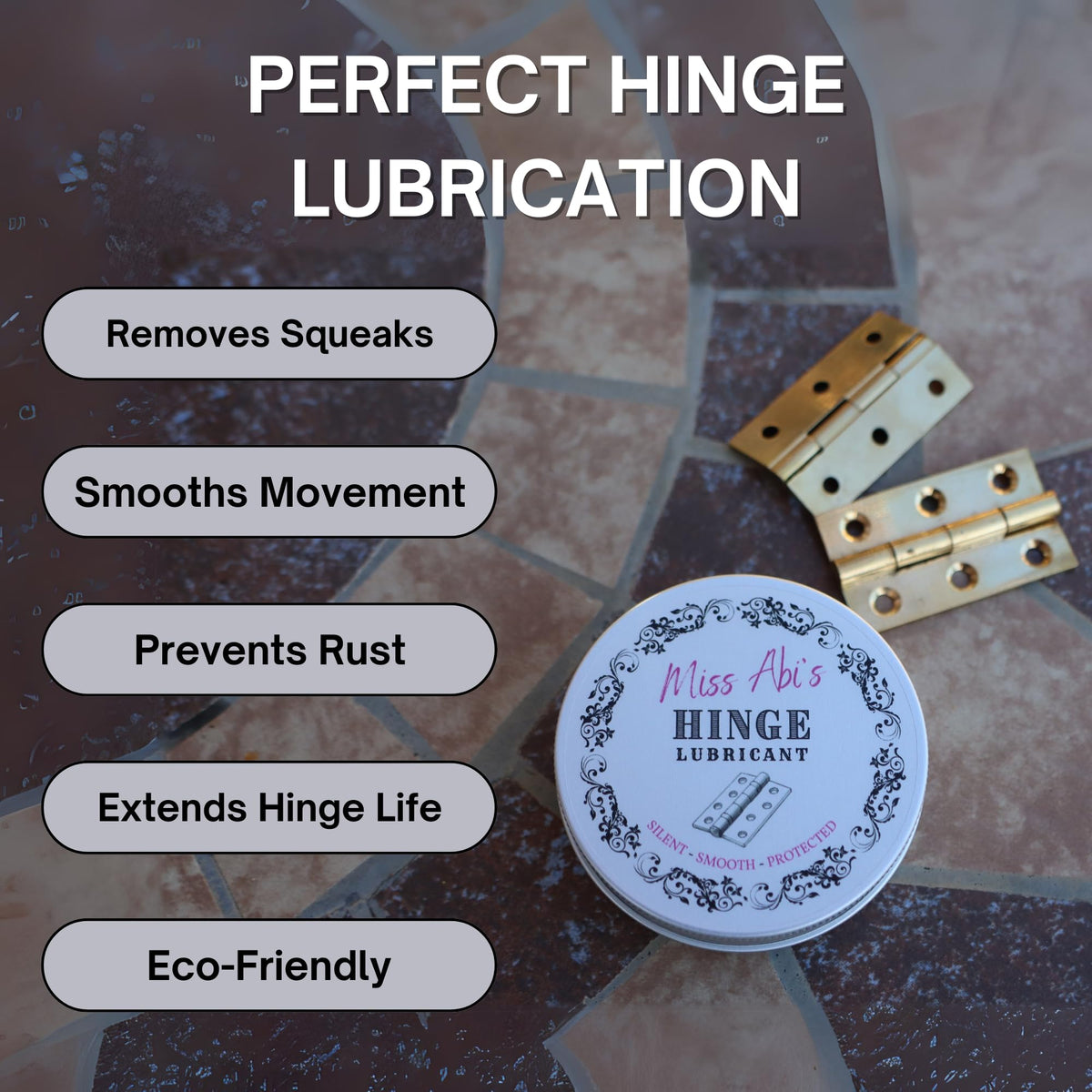 Miss Abi’s Hinge Lubricant - Door Hinge Lubricant for Squeaky Door Hinges, Window Hinges, and All Squeaky Hinges